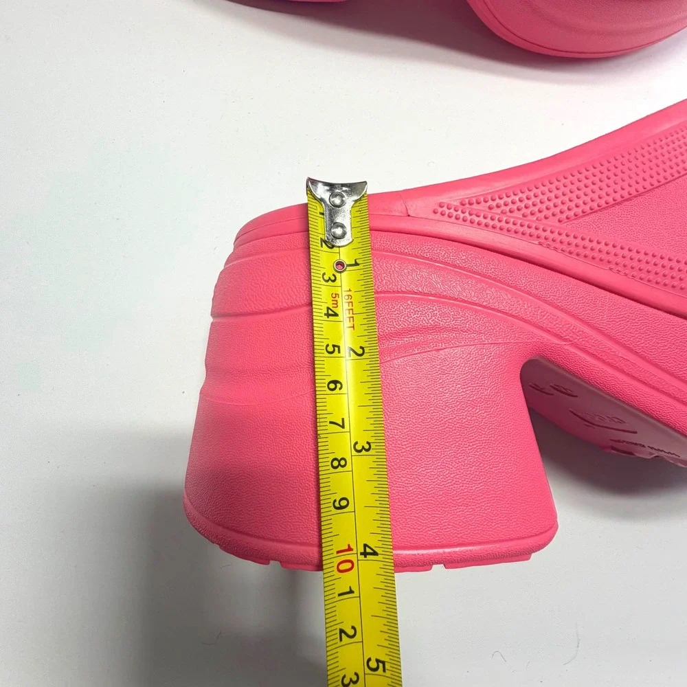 New Crocs Pink Platform Clogs Chunky Heel Mule‎ Women's Mens 13/Womens 15